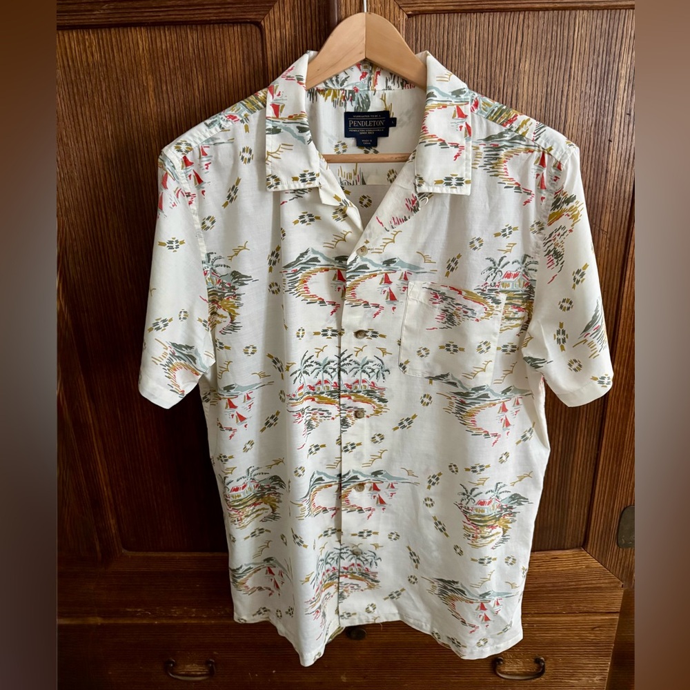 Pendleton Men's Cream Hawaiian Shirt size L